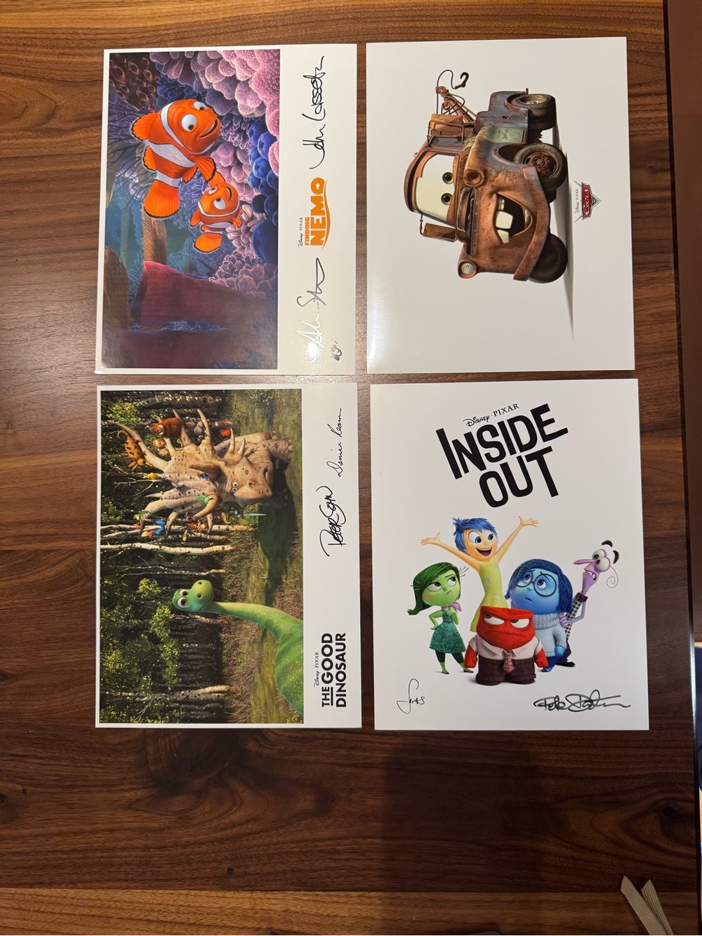 Set of 4 8.5x11”Pixar Prints - Finding Nemo, Cars, The Good Dinosaur, Inside Out